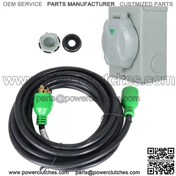 25/50Ft Generator Extension Power Cord Copper Wire L14-30 30 Amp Power Inlet Box - Image 2