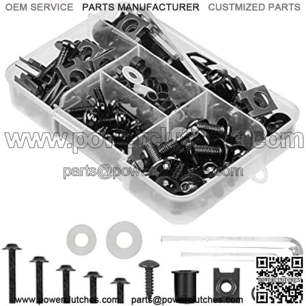 Motorcycle Fairing Bolt Kit 177pcs Motorcycle Windshield Screws M5 M6 Aluminum Fasteners Fairing Nut Clamp Kit Mounting Kits Sport Bike Washer Nut Screw Set (Black)