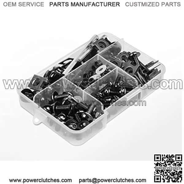 Motorcycle Fairing Bolt Kit 177pcs Motorcycle Windshield Screws M5 M6 Aluminum Fasteners Fairing Nut Clamp Kit Mounting Kits Sport Bike Washer Nut Screw Set (Black) - Image 3