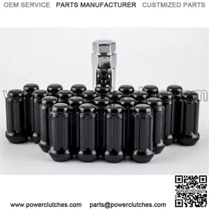 24 Pack 1.9" Spline Nuts Black 14mm x 1.5 Nuts with W1014STB Key (For: More Than One Vehicle)