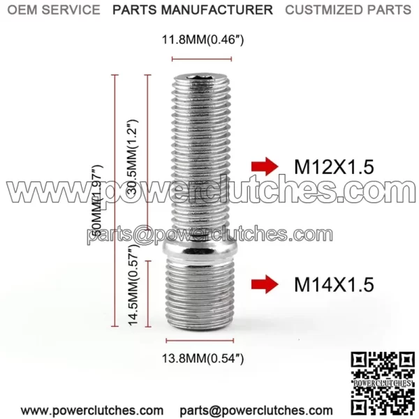 Short 50mm reverse bolt M14*1.5-M12*1.5 - Image 2