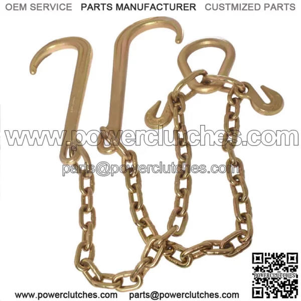Tow Chain J-Hooks V-Chain Flatbed Truck Rollback Wrecker Carrier 5/16" X 2' G70