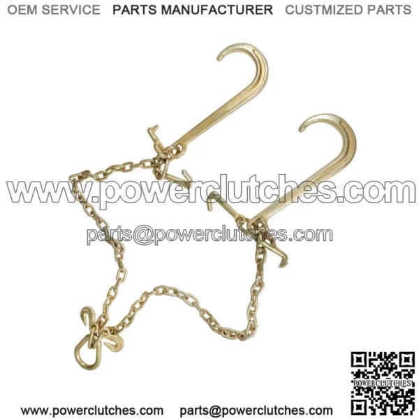 5/16" G70 V-Chain Bridle w/15" Large J Hooks,T- Hook&J-Hook w/ Grab Hooks 3' New - Image 2