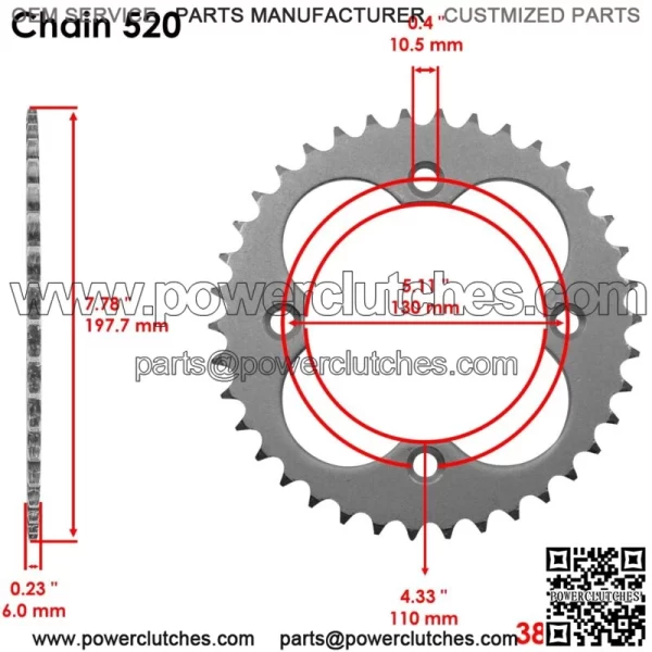 Green O-Ring Drive Chain & Sprockets Kit for Honda TRX450R TRX450ER 2006-2014 (For: Honda) - Image 4