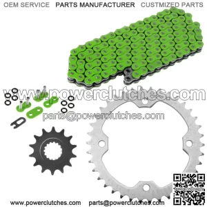 Green O-Ring Drive Chain & Sprockets Kit for Yamaha Raptor 700 YFM700R 2006-16 (For: Yamaha Raptor 700)