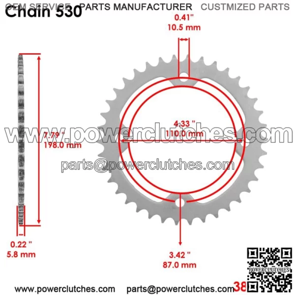O-Ring Drive Chain & Sprockets Kit for Yamaha Raptor 700 YFM700R 2006-2016 (For: Yamaha Raptor 700) - Image 4