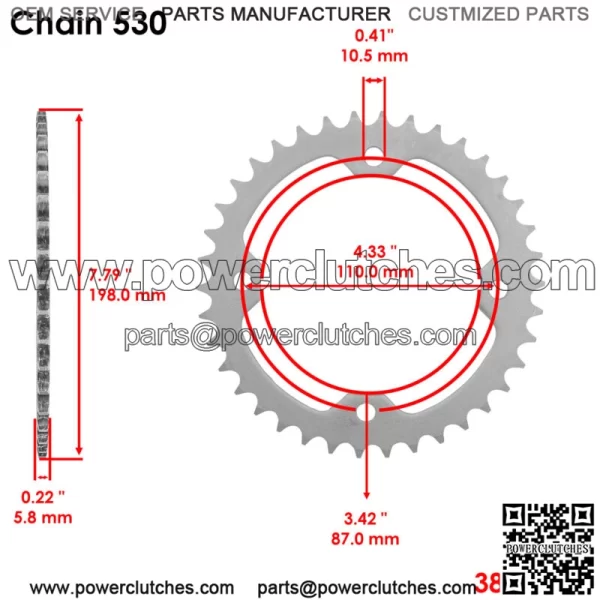 Drive Chain & Sprockets For Yamaha Raptor 700 YFM700 2013-2023 YFZ450  2004-2013 (For: Yamaha Raptor 700) - Image 4