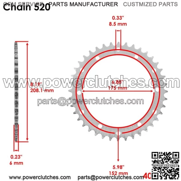 O-Ring Drive Chain & Sprockets Kit for Yamaha Blaster 200 YFS200 1988-2006 (For: Yamaha YFS200) - Image 3