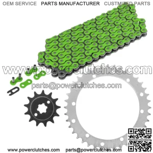 Green Drive Chain And Sprockets Kit for Yamaha Blaster 200 YFS200 1988-2006 (For: Yamaha YFS200)