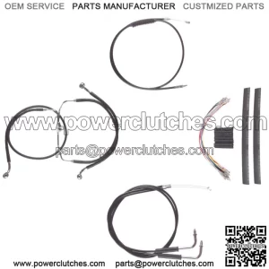 Black +10" Cable & Brake Line Cmpt DD Kit 2008-2017 Harley-Davidson Dyna No ABS (For: Harley-Davidson)