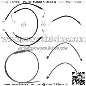 Black +8" Cable & Brake Line Cmpt Kit 2018-2019 Harley Softail Fat Bob No ABS (For: Harley-Davidson)