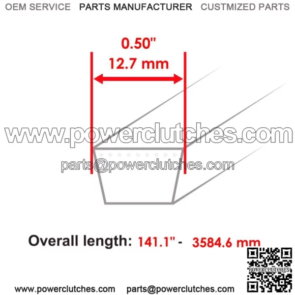 Deck Belt 1/2 x 141 1/8" for Time Cutter ZS5000 SS5000 SS5060 with 50" Deck - Image 2