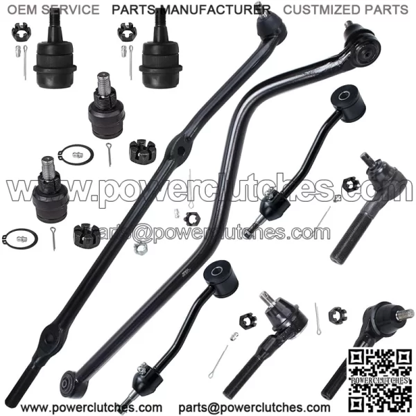 11 Piece Front Suspension Kit For 1997-2006 Jeep Wrangler TJ 4 Ball Joints 3 Tie Rods 2 Sway Bars 1 Sway Link 1 Tie Rod 1 Tie Rod 1998 1999 2000 2001 2002 2003 2004 2005 Replacement