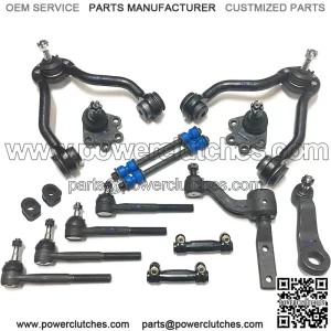 PartsW -16 pcs. Complete suspension kit, adjusting bushings, tie rod ends, lower ball joints (bolted), tensioners and pitman arms, stabilizer bar end links, upper control arms