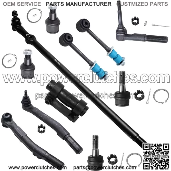 11 Piece Front Suspension Kit For 2005 2006 2007 Ford F-250 F-350 Super Duty 4WD Ball Joints Sway Bars Outer Tie Rods Tie Rods Adjuster Bushing Replacement