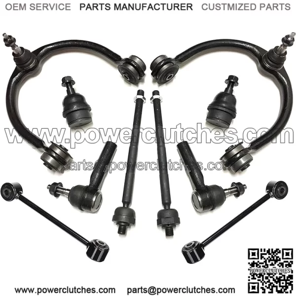 10pcs Front Steering and Suspension Kit Inner & Outer Tie Rod Ends Lower Ball Joints Sway Bar End Links Upper Control Arms & Ball Joints