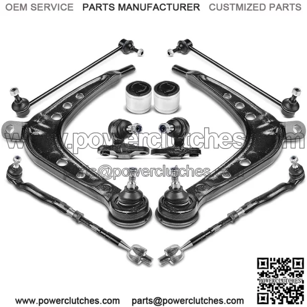10pcs Set Front Lower Control Arm & Inner Bushing Inner Lower Ball Joint Inner Tie Rod End Sway Bar Link Compatible with BMW E46 Series - 325xi 2001-2005 330xi 2001-2005 AWD Only