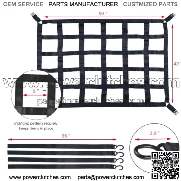 (42" x 50") Cargo Net Capacity 1100 lbs. Truck Bed Cargo Net with Cam Buckles - Image 2