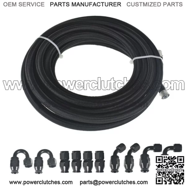 Black Nylon Braided E85 PTFE Fuel Line 20ft 8AN -8AN 10 Fittings Hose kit E85 - Image 5