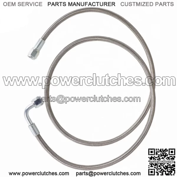 Steel Braided 48" & 24'' Length Hose Turbo Oil Feed Line 4AN 90 Degree Straight