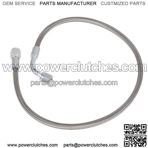 Steel Braided 48" & 24'' Length Hose Turbo Oil Feed Line 4AN 90 Degree Straight - Image 3