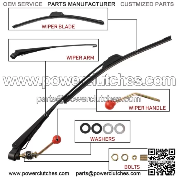 UTV Manual Windshield Wiper Kit for Honda Kawasaki Teryx Polaris (For: More than one vehicle) - Image 2