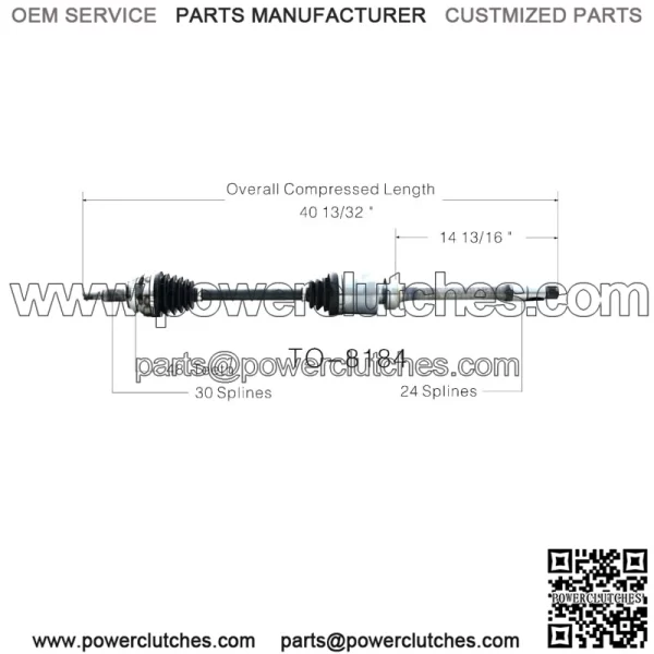 For Toyota Sienna 04-10 FWD Front Passenger Right Driveshaft TO-8184 (For: Toyota)