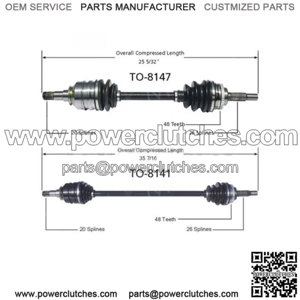 2X FRONT CV JOINTS AXLE SHAFTS FOR TOYOTA PRIUS 2001-2003 (For: Toyota)