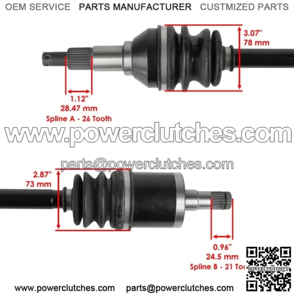 Front Right And Left CV Joint Axles for Can-Am Commander 1000 4X4 2011-2012 - Image 3