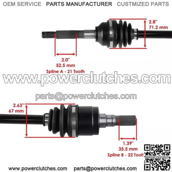 for Kubota K7561-15300 K7561-15310 Front Right Left Complete CV Joint Axle - Image 2