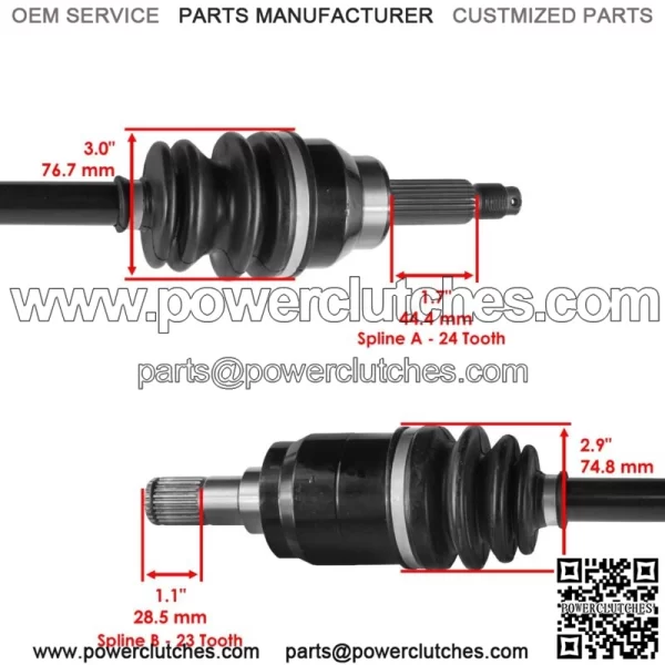 Front Left and Right CV Joint Axle Shaft fits Honda Pioneer 700 SXS700 2014-2022 - Image 3