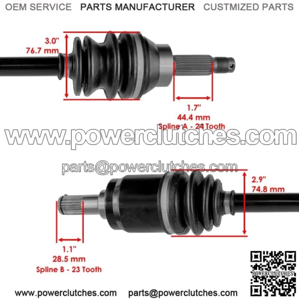 Front Left and Right CV Joint Axle Shaft fits Honda Pioneer 700 SXS700 2014-2022 - Image 5