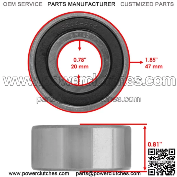 5204-2RS 5204-RS 52042RS 5204RS Double Row Ball Bearing 20X47X20.6 mm - Image 2