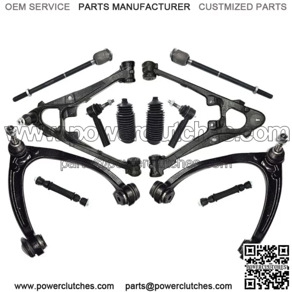 12 Front Upper Lower Control Arm Tierod Kit For Chevy Silverado GMC Sierra 1500