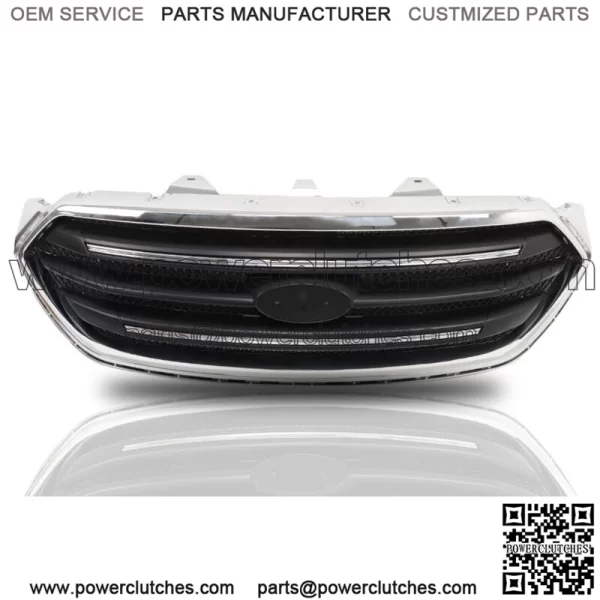 For 2013-2019 Ford Taur Front Upper Grille Matte Black W/Chrome Trim Assembly