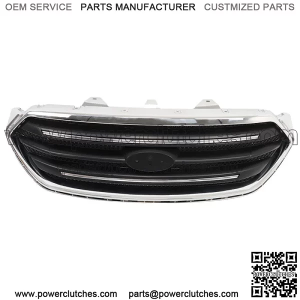 For 2013-2019 Ford Taur Front Upper Grille Matte Black W/Chrome Trim Assembly - Image 3