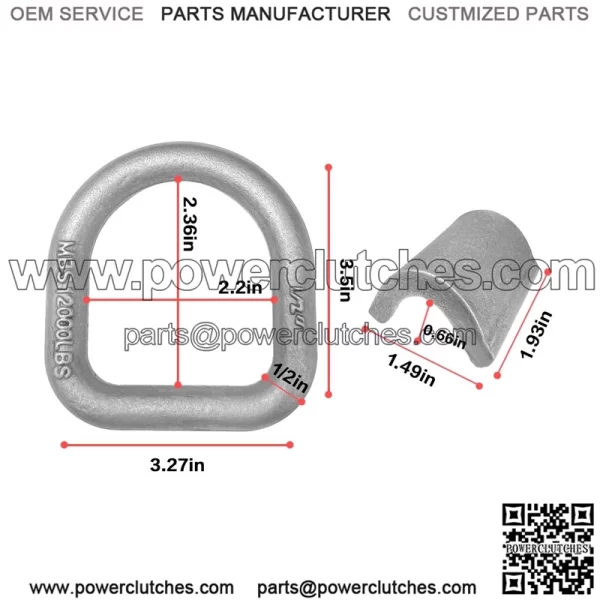 Heavy Duty Welded Forged D-Rings #4 Pack - Image 2