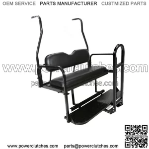 Folding Rear Flip Seat Kit w/Grab Bar for Club Car Golf Cart DS 2001-2013 Black