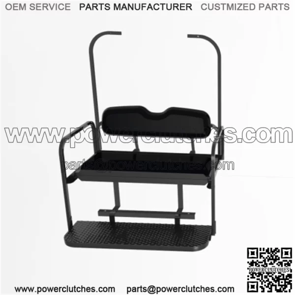 Club Car DS Old Black Rear Flip Seat with Roof Supports (1982-2000.5)