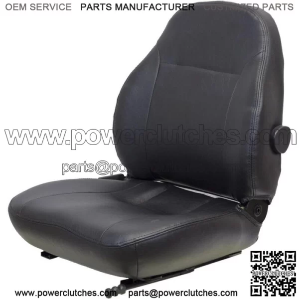 The seat fits various models of Komatsu excavators and Caterpillar bulldozers