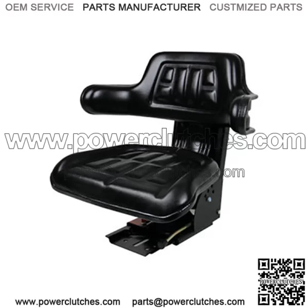 Tractor Seat with Backrest Black Base and Sliding Tracks Forklift Seat for Lawn Mower